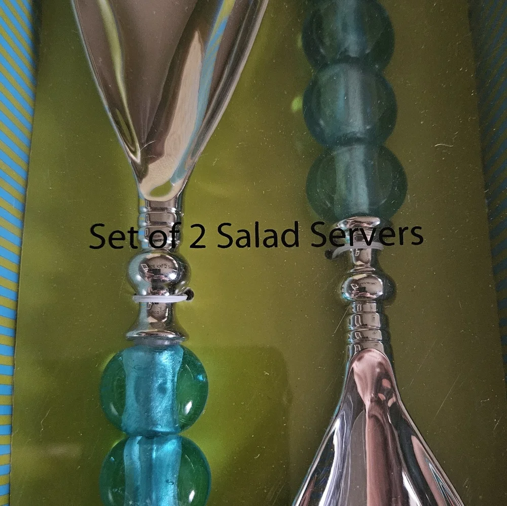 MANGO MOON Serving Salad Dessert Contemporary  Fork Spoon Set NIB